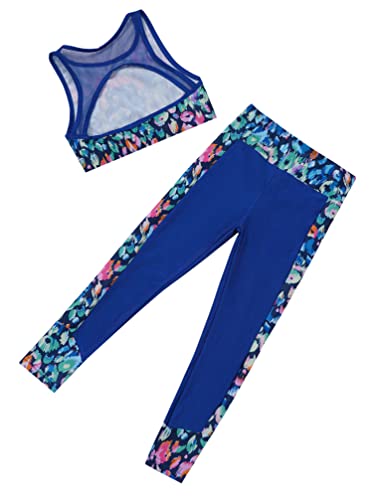 Jugaoge Kids Teen Girls Gymnastics Dance Training Outfit Sleeveless Crop Tops and Athletic Leggings Pants Set4