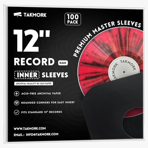 Pochettes intérieures vinyles 33 tours en papier noir TAKMORK pour organiser votre discothèque