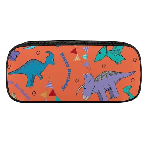 ペンケース 筆箱 大容量 軽量 カラフル 恐竜 漫画の絵 Happy Birthday 筆入れ ふでばこ ペンポーチ 多機能 コンパクト シンプル おしゃれ 中小学生 高校生 女の子 男の子