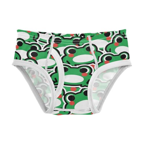 visesunny Boys Cotton Underwear Green Frog Cartoon Vector Printed Toddler Soft Training Briefs Size 2T-8Y for Kids