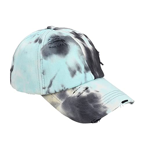 Baseballkappe für Herren, Batikfärbung, Tintenmalerei, Mütze, Netzstoff, Patch, Retro, Baseballkappe, Sommer, himmelblau, Einheitsgröße
