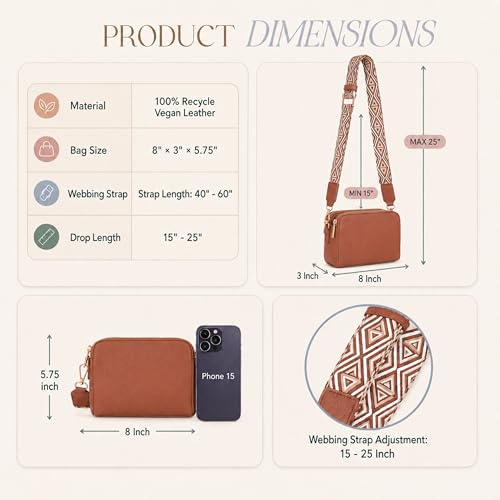 Image of Mali+Lili Crossbody Bag for Women Shoulder Bag for Women with Web Strap Camera Bag Handbag for Travel, Work