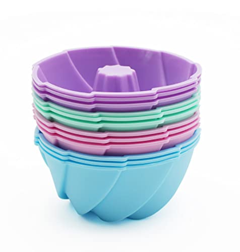 Mlying Mini Gugelhupfform Silikon 12 Stück Gugelhupf Backform Wiederverwendbare Muffinförmchen Cupcake Klein Kuchenform Mini Gugelhupf Ø 6 5cm Höhe 3 5 cm