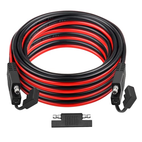 XRDS -RF SAE Extension Cable 20FT Heavy Duty 10AWG Tinned Copper Wire with SAE Battery Cable Terminal Connectors for Automotive, RV, Marine, and Solar Applications.