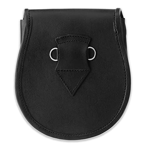 Image of Scottish Original Leather Sporran with Leather Belt & Chain (Scotland Flag with Three Tassels)
