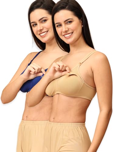 Image of The Mom Store Mom Nursing Bra | Full Coverage Non Padded Bra | Feeding Bra | Maternity Bra | Non Wired Bra | Cotton Blend