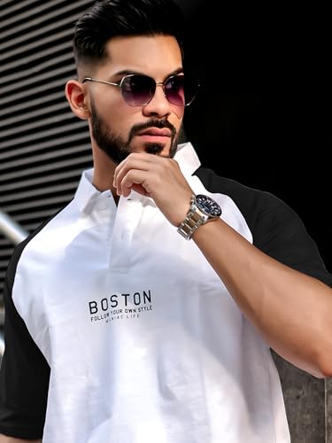 Image of Maniac || Mens || Printed ||Raglan Polo Neck || 3 /4th Sleeve || Cotton ||Oversized ||Polo T-Shirt