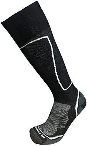 Ultimate Socks Mens Midweight Merino Wool Ski Snowboard Warm Socks Black XL 12-14.5
