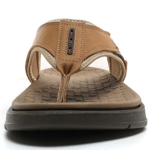 Quickshark Mens Flip Flops Leather Thong Sandals Arch Support Beach Slippers3