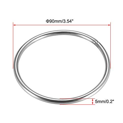 4 Stück Edelstahl O-Ringe 90mm - Geschweißte Metallringe Für DIY & Handwerk