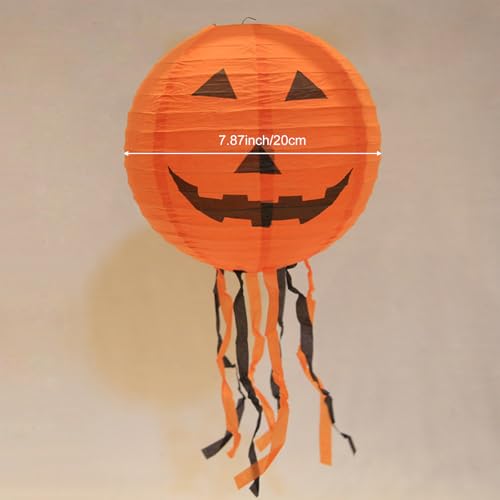 Halloween Papierlaternen, Halloween Kürbis Papier Laterne, Papier Laternen Dekoration, Faltbare Papierlaternen Dekorative, mit Schnurrhaaren, 4 Stück, 20 cm – Bild 2