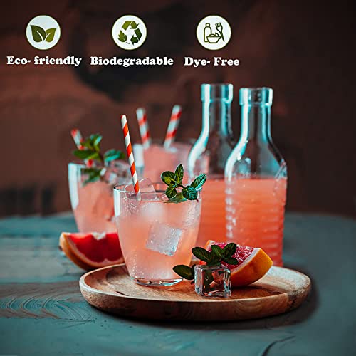 250 Pcs Paper Straws Multicolors Stripped Straw - Alternative to Plastic Straws Disposable, Biodegradable and Compostable Perfect for Drinking, can be use for Cocktail, Milk, Ocassions and Parties.