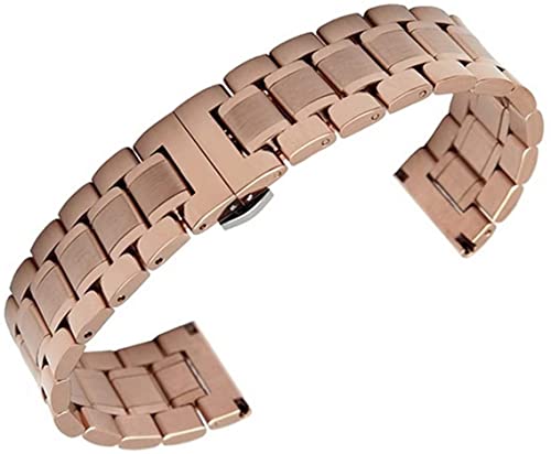 Bracelet en acier inoxydable 18mm 22mm 24mm à boucle papillon couleur argent et or rose