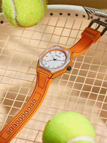 Image of FCUK Escarp Quartz| Analog Display | White Dial | Orange Silicone Strap | Watch for Men - FCMX09O
