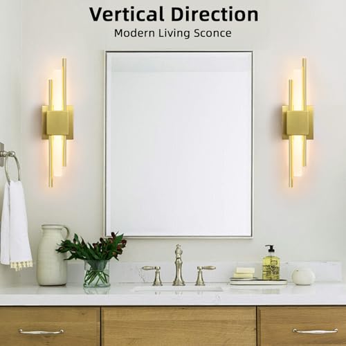 Image of LED Wall Sconces,3000K Warm Light Acrylic Brass Gold Wall Sconce for Bedroom,Bathroom,Living Room,Hallway(1 pcs)
