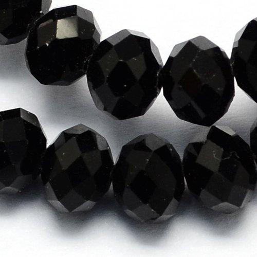 20 Czech Crystal Beads Glass Beads 8 mm Black Jet Rondelle X132