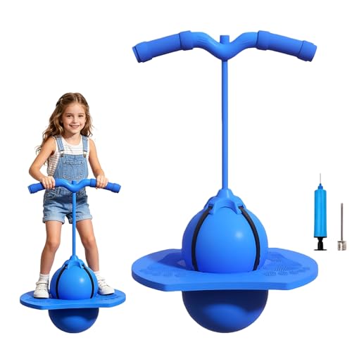 POP lina Balones Saltadores, Pelota Salto Inflable con Bomba, para Uso en Interiores y Exteriores, Pelota Saltarina Juguetes Regalos para Fiestas y Cumpleaños (Azul)