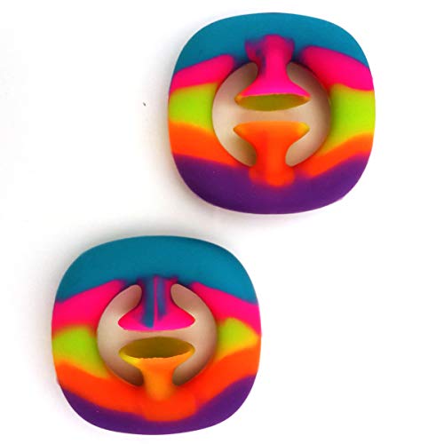 Snapper Fidget Toy 2Pack, Finger Sensory Snapper Fidget Toys Stress Relief Toy for Kids Adults, Party Noise Maker, Special Toys Assortment for Birthday Party Favors (Rainbow)
