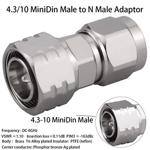 Adaptador 4.3-10 Mini DIN macho a N macho miniatura 2