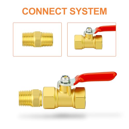 Image of GASHER 3PCS 3 /8 Inch Brass Mini Ball Valve, Shut Off Valve, 3 /8 Inch FNPT Thread Pipe Fitting