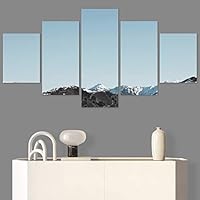 SIGNWIN 5 Panel Canvas Wall Art Snow Mountain for Home Decorations Ready to Hang - 60