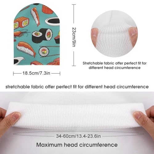 Sushi Pattern Kawaii Japanese-Style Kids Beanie Hat for for Girls Boys Children Cap Winter Knitted Chemo Cancer Headwear Accessories Gifts Decoration Black2
