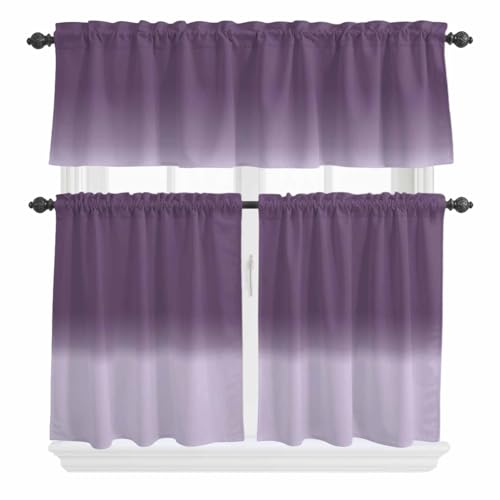 Vandarllin Kitchen Curtains and Valances Set, Purple Ombre Window Treatments