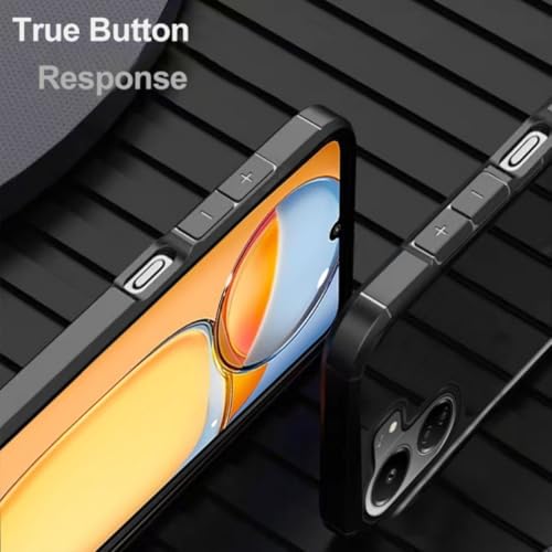 Image of SHINESTAR Ultra Slim Clear Back Cover for Redmi 13C 4G / Poco C65, Transparent Hybrid Hard Shell Plastic & Soft Silicone Rubber Bumper, Non-Yellow Acrylic Protective Cover - Black
