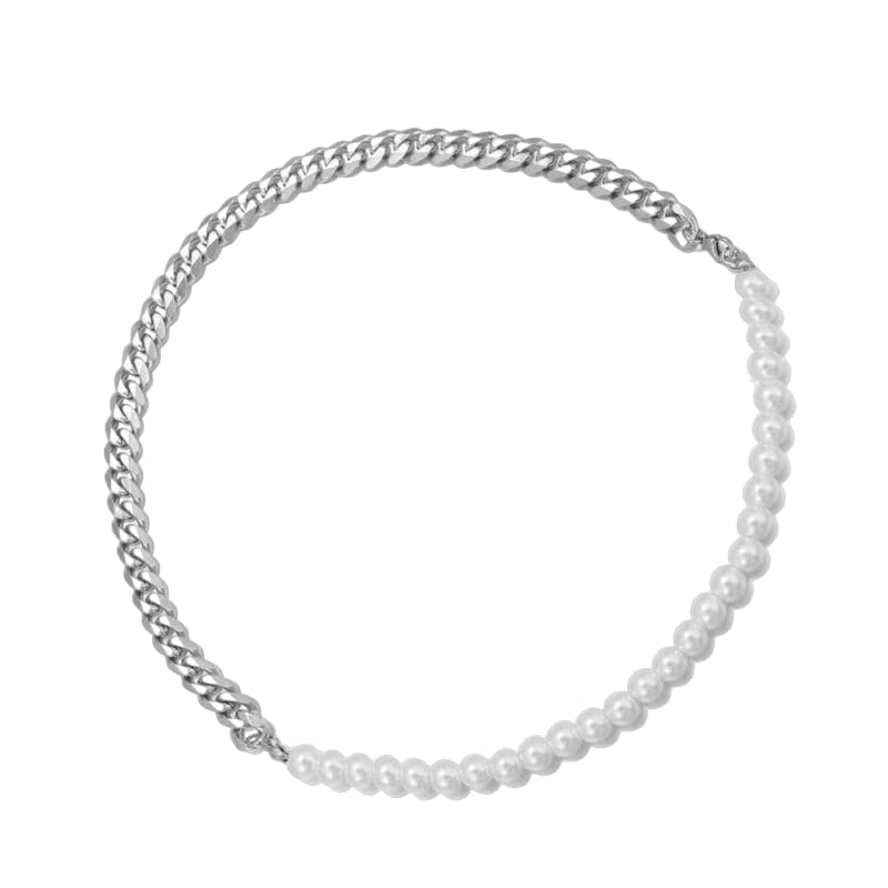 THE MEN THING OPULENT ORBIT - Stylish Pearl Necklace with Cuban Chain Fusion Necklaces for Men and Boys (17 Inch) (B0CPPFPK3R) Amazon Price History, Amazon Price Tracker