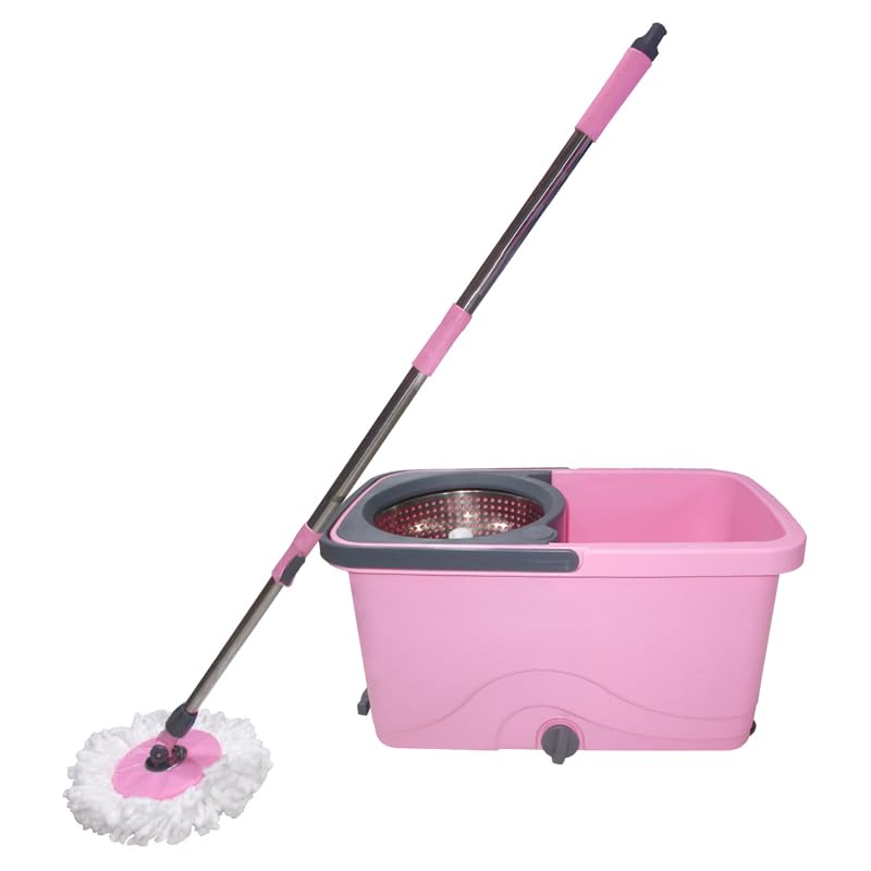 Kotak Sales Wonder Volvo Bucket Mop 360 Degree Fast Rim Spin Rotating Floor Cleaner with 2 Microfiber Refills Movable Wheels Pull Handle Water Outlet Cleaning Long Stick for Home Office (Pink) (B0D2V35HT9) Amazon Price History, Amazon Price Tracker