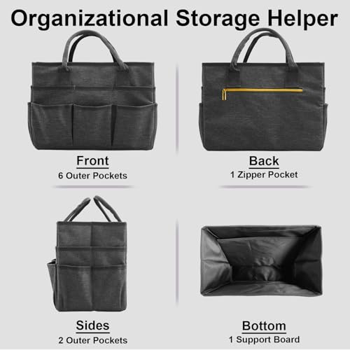 Image of Cupohus Craft Organizer Bag, Art Supply Tote with Multiple Pockets, Portable Sewing Bag for Markers Scissors Brushes, Multi-Purpose Storage Case for Artists Crafters Hobbyists, Lightweight Travel Tote