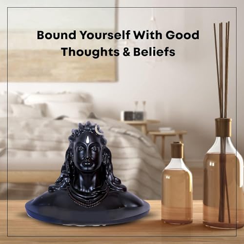 Image of Black Resin Adiyogi Shiva Statue for Car Dashboard| Adiyogi Statue for Home Decor Pooja Room Office| Mahadev Murti Lord Shiva Idol Gift for Diwali Maha Shivratri Birthday (Yogi-01)