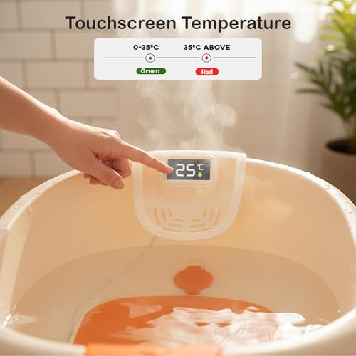 Image of Baybee Bathtub for Baby 0 to 3 Years | Bathing Tub for New Borns with Back Support & Temperature Sensor | Baby Bath Tub for Kids with Anti-Skid Base & Drainer | Portable Baby Bather for Girls & Boys