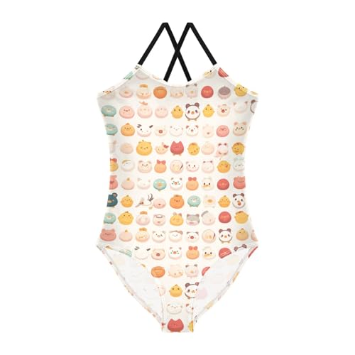 KLL Farm Animals Pattern Girls' 1-Piece Swimsuit Summer Swimming Suits with Adjustable Straps Quick-Dry