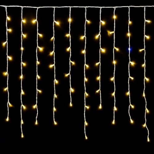 gloca Rideau 200 LED 5 m x 30 – 70 – 40 – 60 cm, blanc flash blanc IP65 (lumière jaune)