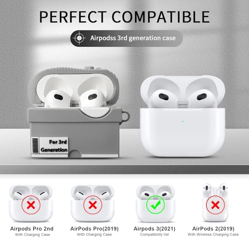 Image of [2Pack] Gedicht for Apple Airpods 3rd Generation Case Cover, Cute Cartoon Shoe Box Soft Silicone Protective Cases for AirPods 3 Case with Keychain for Women Men, Red+Light Gray