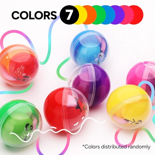 Image of Entervending Empty Clear-Colored Round Capsules 2 inch 50 pcs Bulk 7 Colors Capsule for Toy Gumball Machines Plastic Containers Surprise for Kids Party Favor Prize