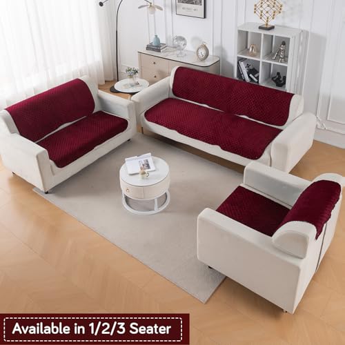 Image of HOKIPO Quilted Sofa Cover for 2 Seater for Seat & Back, 'Quilt Classic' Maroon (IN-926-MRN*2)