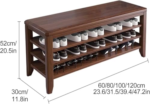 Banc de rangement à chaussures en bois massif ajustable et peu encombrant - 3