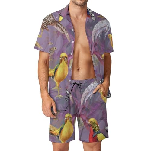 Chemise hawaïenne hommes oiseau coloré pour vos soirées plage et barbecues d'été