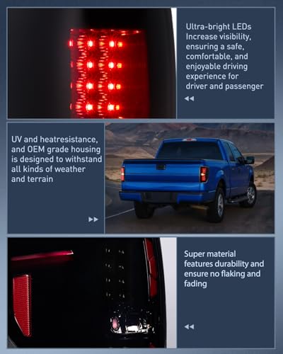 Image of Nilight Taillight Assembly for 2009-2014 Ford F150 Styleside Smoked Lens
