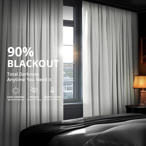 HPD Half Price Drapes Signature Velvet Thermal Blackout Curtains for Living Room 108 Inch Long (1 Panel) Rod Pocket Insulated Blackout Curtains for Bedroom Window Curtains, 50W x 108L, Primary White