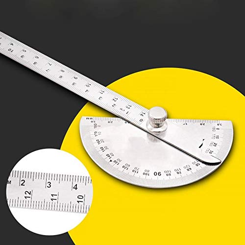 JSEIAJB 180 Degree Adjustable Protractor Multifunction Stainless Steel Roundhead Angle Ruler Mathematics Measuring Tool