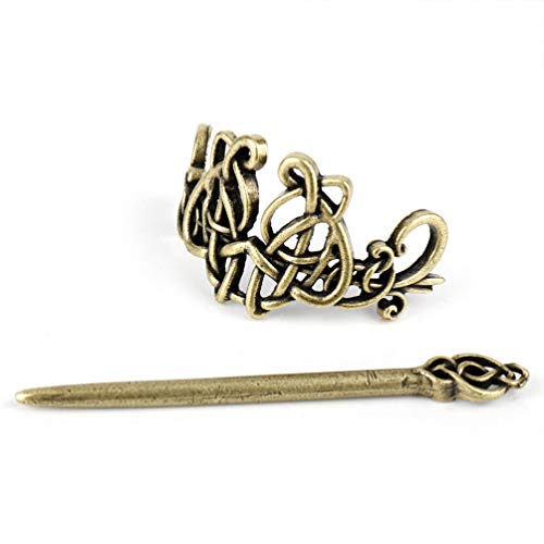 minkissy Retro Viking Hair Clips Antique Bronze Hairpins Viking Hair Accessories Irish Style Hair Slide Clip Stick for Women Girls Style 8 - Image 2