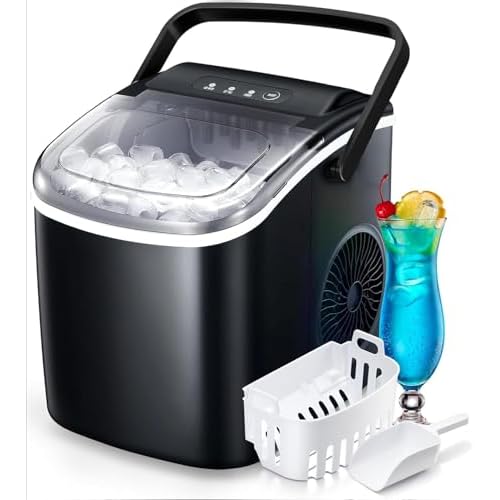 Electactic Ice Maker Machine Countertop Portable Compact Small Bullet Ice Maker with Self Cleaning,9 Cubes in 6 Mins,26lbs in 24Hrs, for Home and Kitchen(Black)