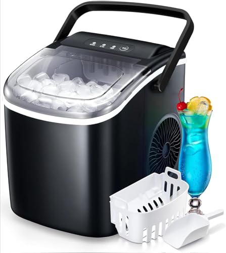 Image of Electactic Ice Maker Machine Countertop Portable Compact Small Bullet Ice Maker with Self Cleaning,9 Cubes in 6 Mins,26lbs in 24Hrs, for Home and Kitchen(Black)