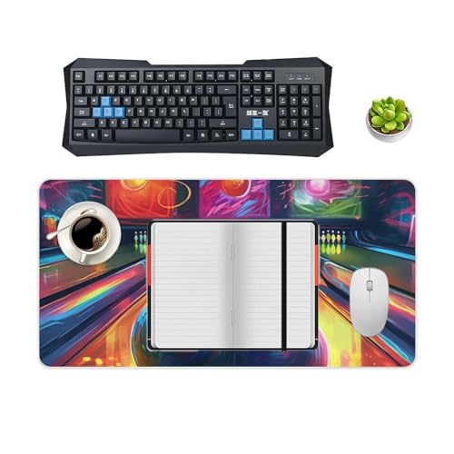 Tapis de souris antidérapant grand format avec motif bowling