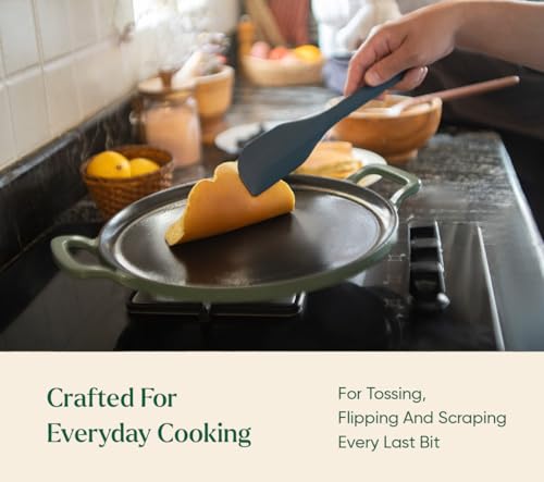 Image of Ember Cookware Silicone Scraper Spatula 26.5 cm | 230C Heat Resistant | Platinum Grade Food Safe Spatula for Cooking, Mixing & Scraping | Non Scratch Seamless Unibody Design | Blue
