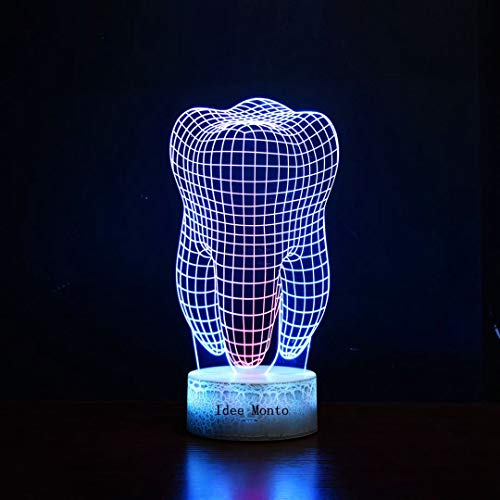 image for Idee Monto 3D Night Light Lamp Tooth Shape Touch Table Lighting 7 Colo