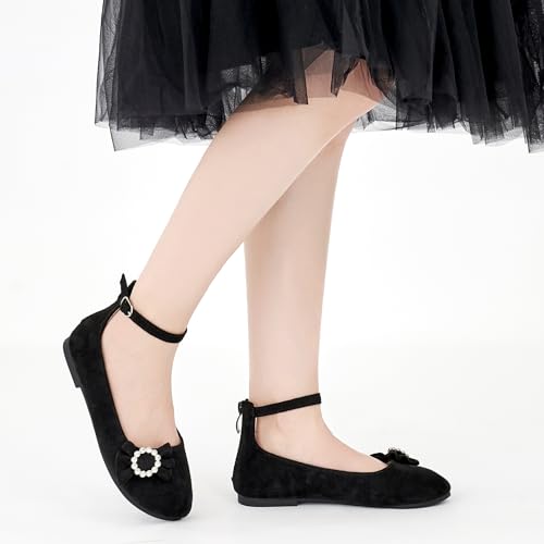 FUDYNMALC Girls Dress Shoes Ballet: Rhinestones Bow Princess Flats for Toddle Little Big Kids Mary Jane Footwear Wedding Party2